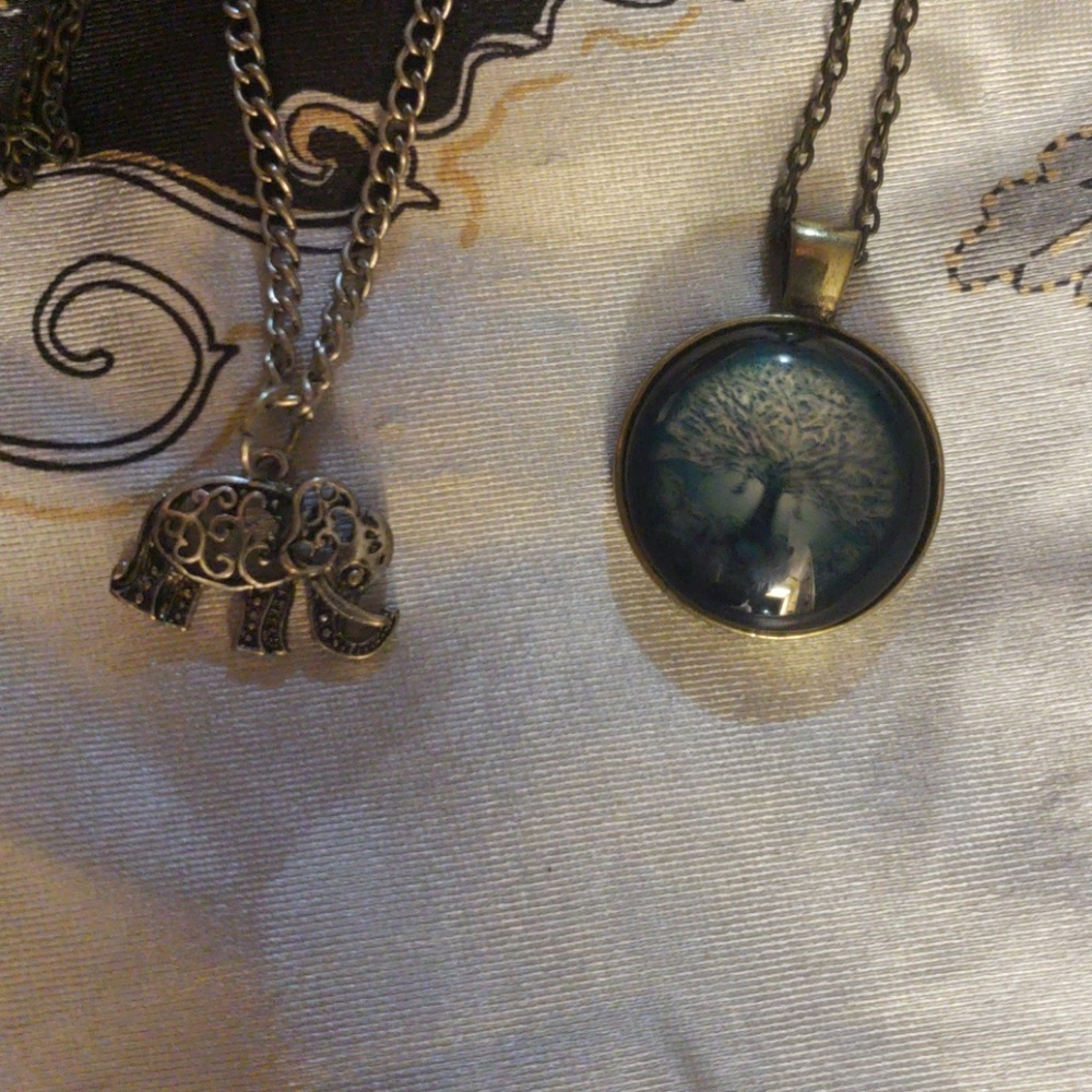 2 necklaces Tree of life  and  Elephant